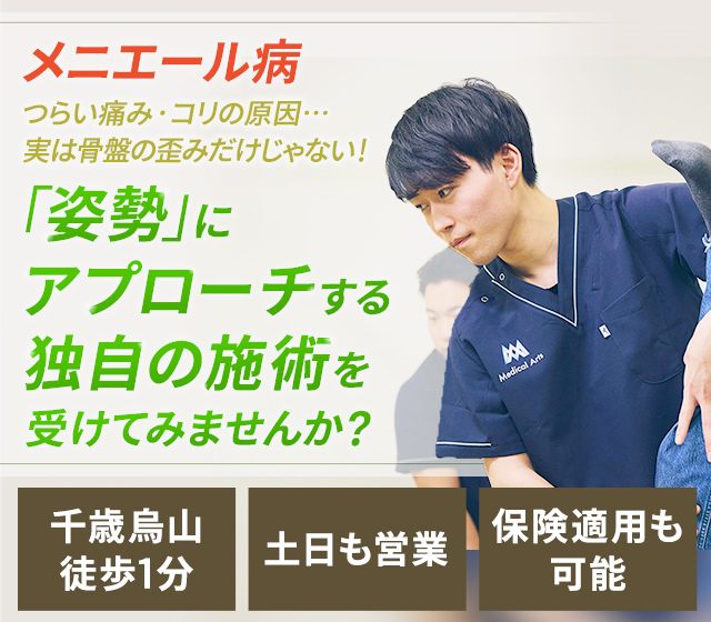 メニエール病 つらい痛み・コリの原因…実は骨盤の歪みだけじゃない！「姿勢」にアプローチする独自の施術を受けてみませんか？